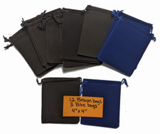15 PACK Brown/Blue BAG 4"x4" Party Wedding Gift Jewelry Drawstring Pouch Present