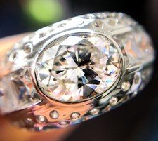 5 ct tw Stunning Oval Ring Top Vintage CZ Sterling Silver S 10