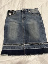 Nine West Vintage Distressed Denim Skirt 5-Pocket Women s Size 6