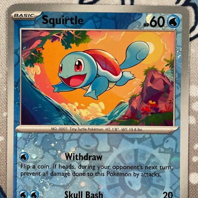 squirtle holographic card Squirtle Splash Pokemon Card Holographic Credit Card Skin main image 0