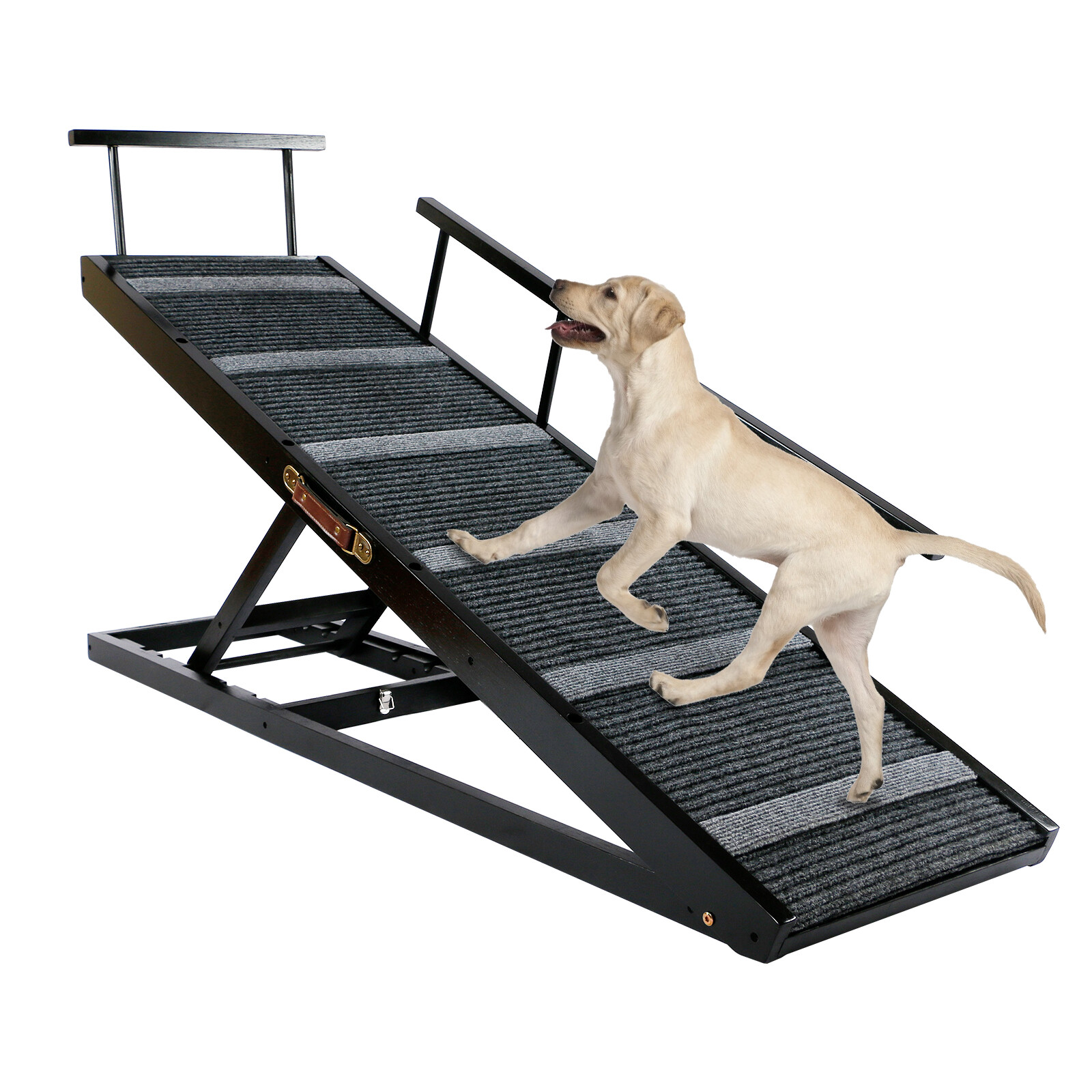 NAIZEA Adjustable Dog Ramp with Rails 57" Long Folding Pet Ramp Up to
