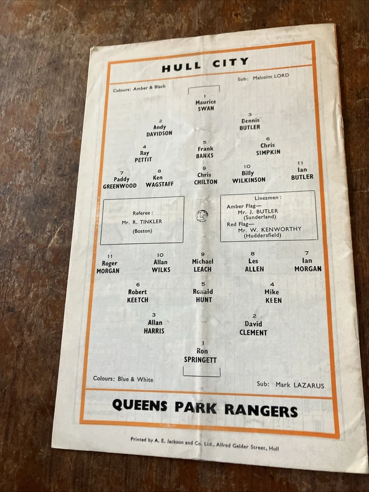 Hull City v QPR Oct 14 1967 Boothferry Park Big Paddy Greenwood  M Swan Div2 - Image 2 of 4