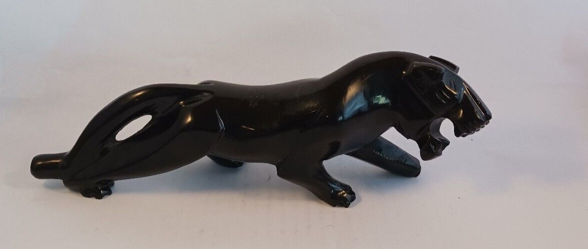 Panther 豹 エナメル ジルコニア vintage ブローチ ｄ02 Vintage Gold-plated Panther Brooch, Black Enamel Spotted