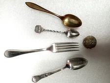 Antique Vintage lot  Freemason Masonic Spoons, Fork and Coin Collection
