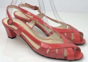 coral low heel sandals