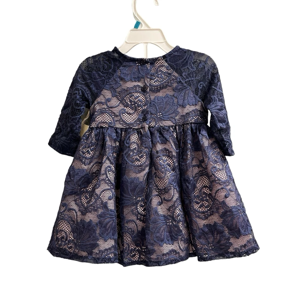 Vestido Laura Ashley London Bebé Niñas 18M Azul Encaje Superpuesto Rosa Tule Boda Foto 2 de 4
