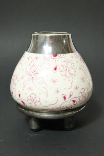 Alte Silber Porzellan Vase Fußvase Blumenvase Porzellanvase overlay silver ? alt - Bild 3 von 11