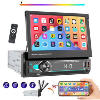1DIN 7'' Flip Autoradio Touch Screen Bildschirm Bluetooth USB SD MP5 Player Radio