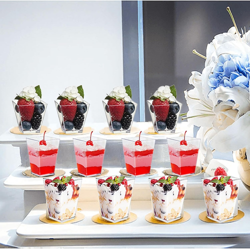 5-Ounce Transparent Square Dessert Cups (50 Dessert Cups+50 Spoons) - 第 3/7 張圖片