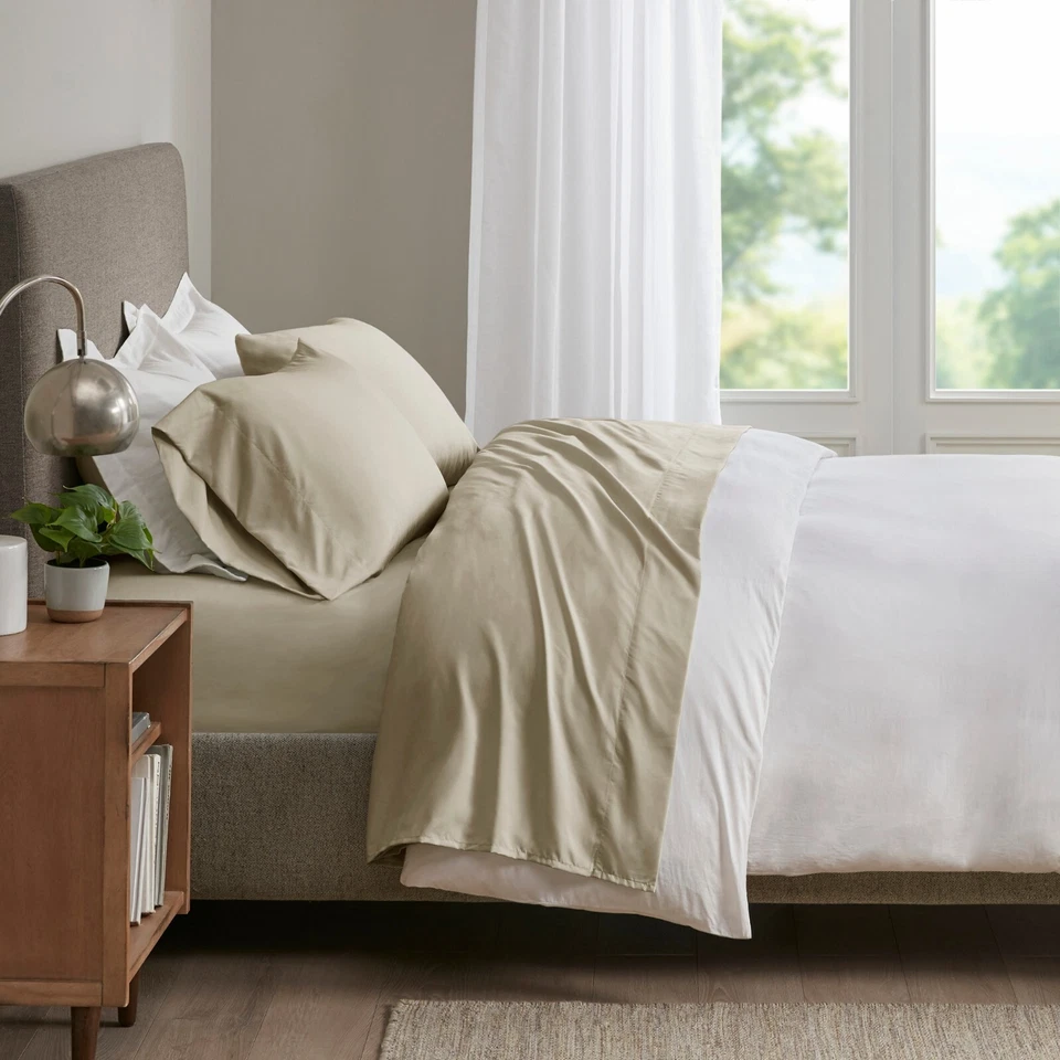 Sleep Philosophy Smart Cool Microfiber Solid Deep Pocket Sheet Set Twin Queen - Image 3 of 4