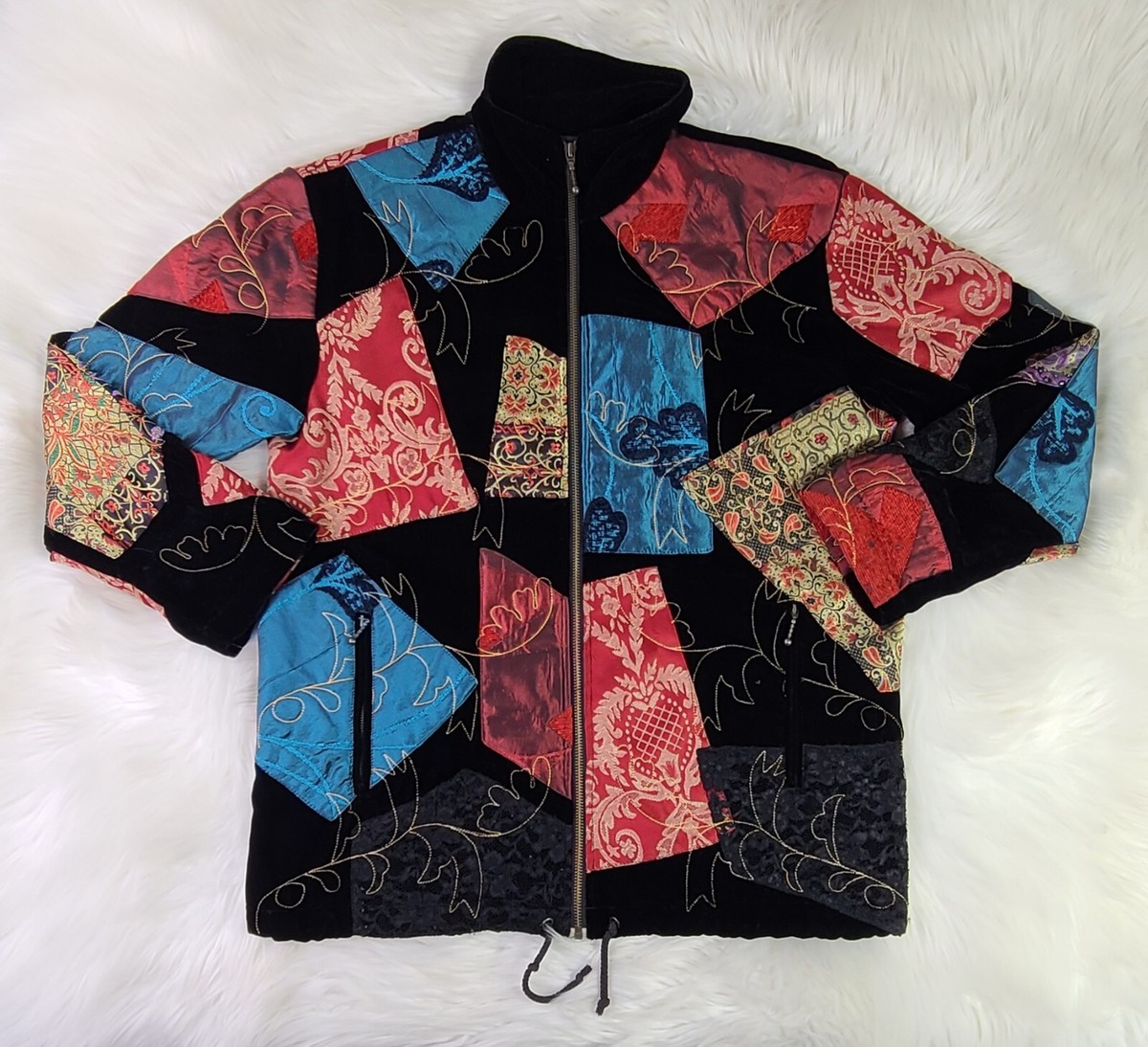 chiko様 CHICO 'S DESIGN STITCHED PATTERN ZIP UP SOFT JACKET SZ(0