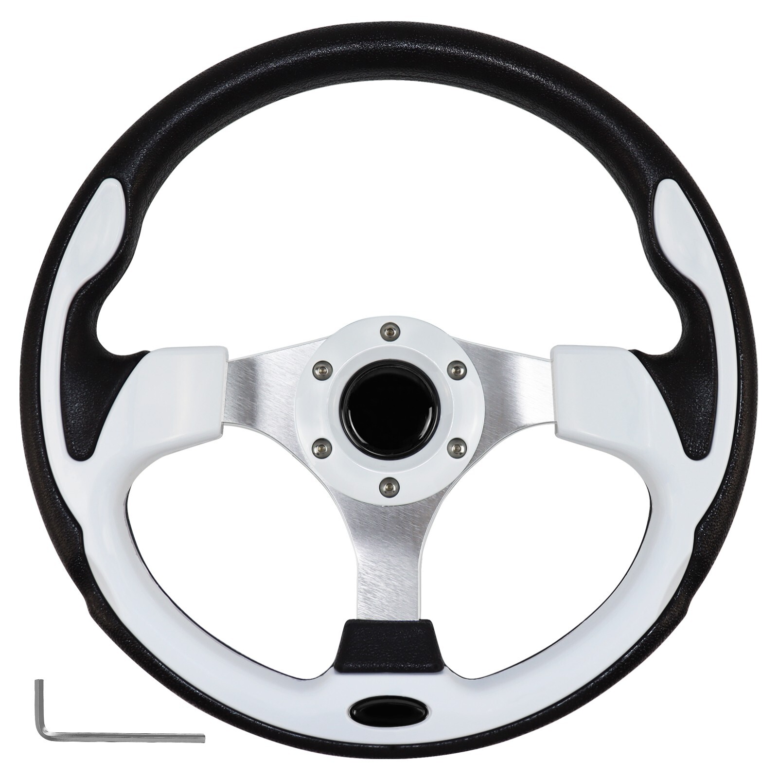 White & Black 12.5 Inch Golf Cart Steering Wheel For Yamaha,