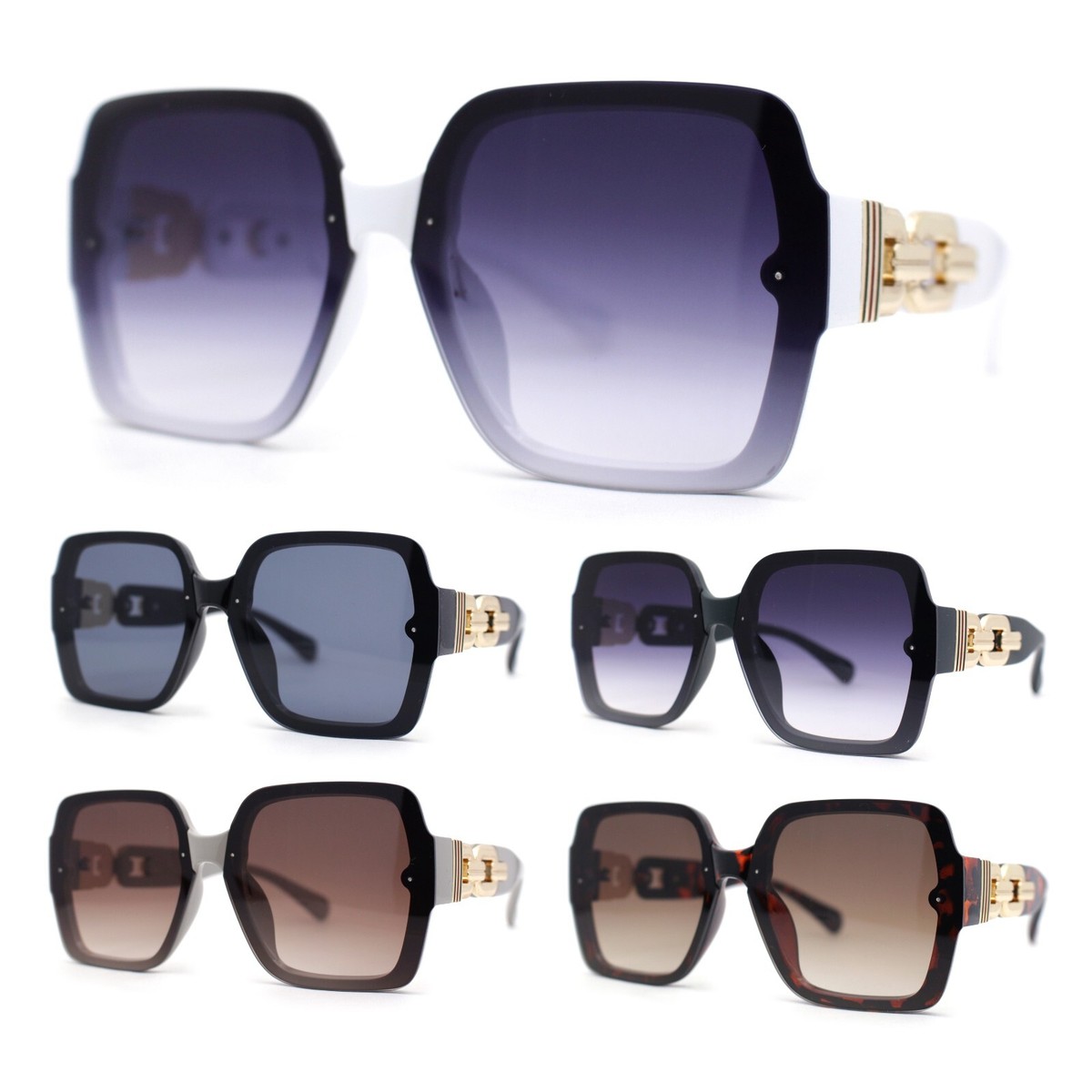 Oversized Square Chain-Arm Sunglasses in Mauve Women-Large-Oversized-Square-  main image 3