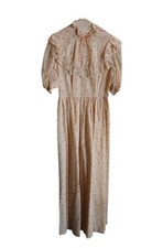 VINTAGE 1970s Peach and Cream Floral Dress RARE