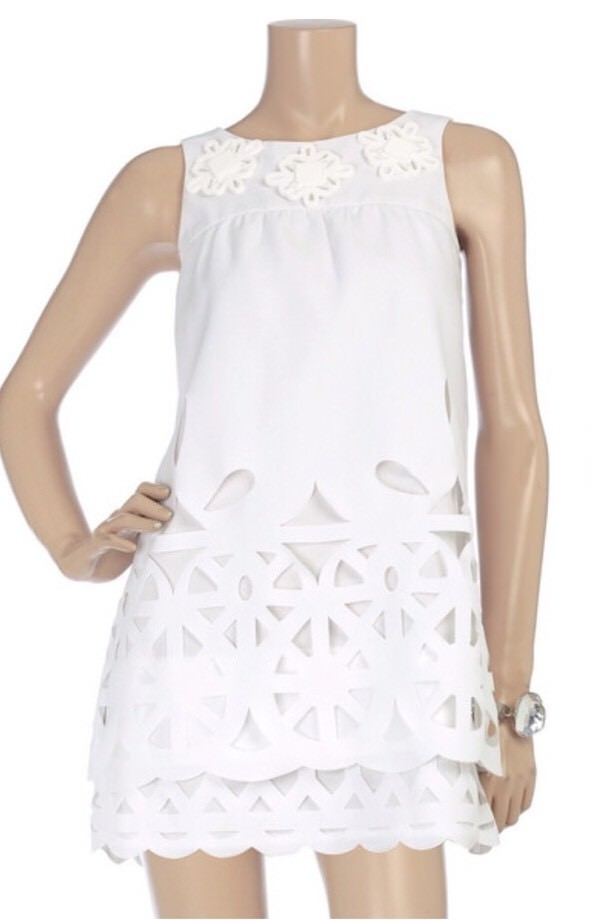 laser cut dress white Michael Kors Laser Cut Stretch Knit Mini Dress
