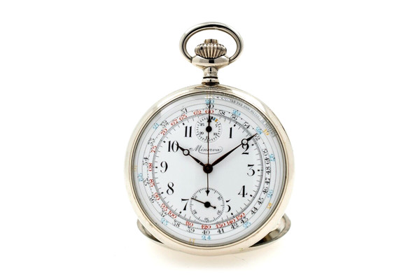 MINERVA seltene Vintage Taschenuhr Chronograph Collum Wheel (SO1045)