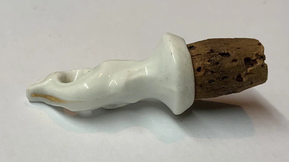 ✨Bouchon bouteille ancien Céramique émaillée Blanche et Liège✨ - Photo 3/4