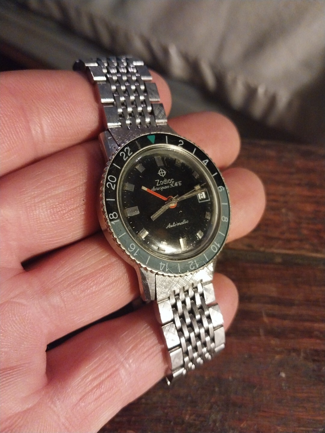 Vintage Zodiac Aerospace Automatic GMT Watch, Not Running, Parts or
