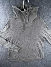 Lauren Ralph Lauren Women  s Sweater Gray XL Waffle Knit Hooded Long Sleeve