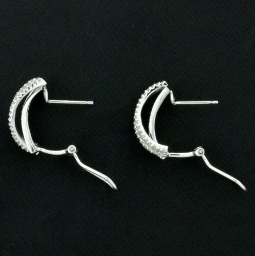 2Ct Round Cut Lab-Created Diamond Twisted Hoop Earrings Solid 14K White Gold - Picture 2 of 3