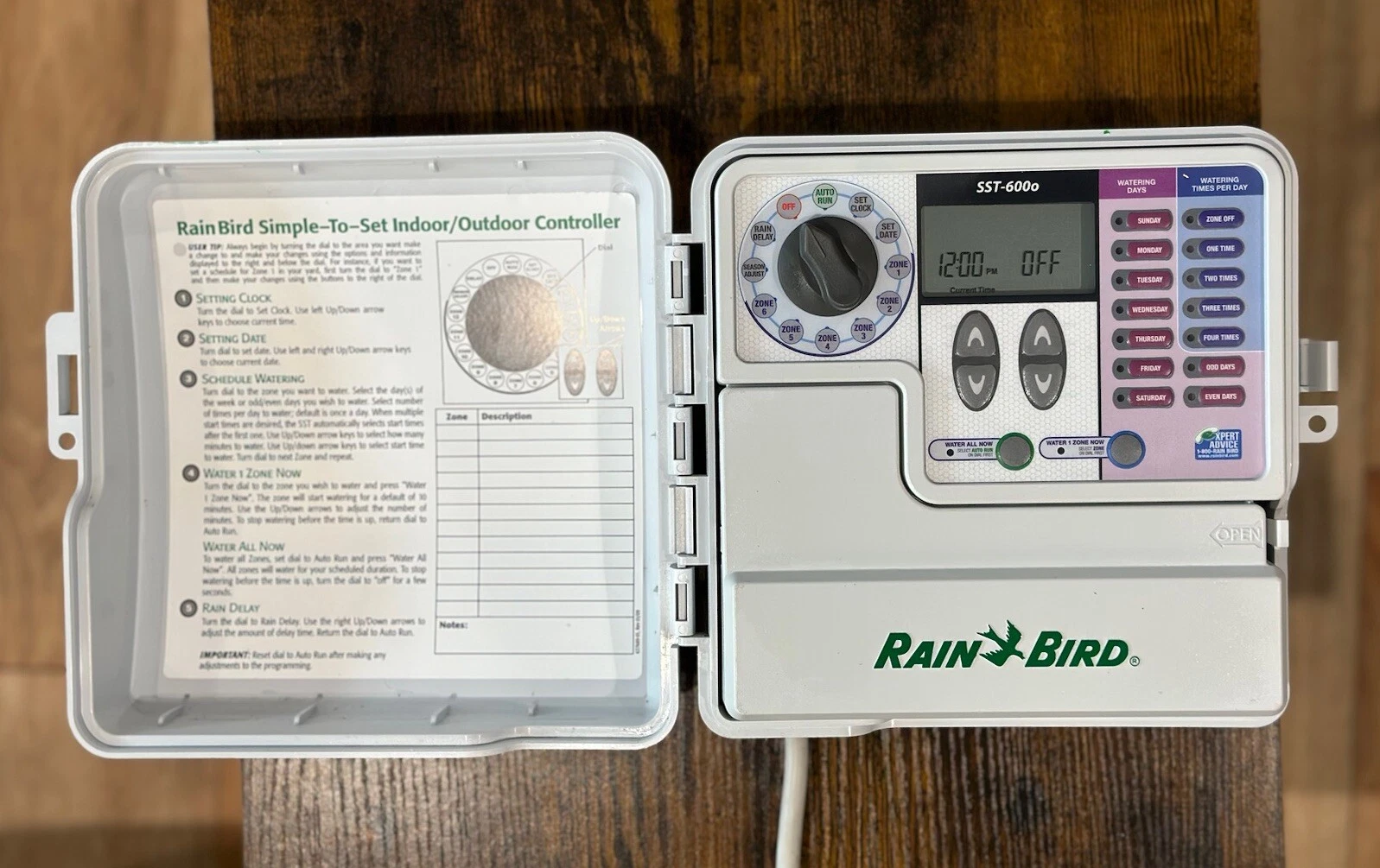 Rain Bird SST-600o Simple to Set Indoor/Outdoor Timer, 6-Zone - Used only ONCE!