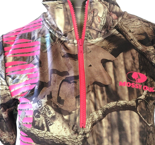 Mossy Oak Camo Girls Youth Med Shirt Long Sleeve Break-up Infinity Pink Trim - Picture 5 of 11