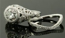 1.30Ct White Round Bezel Set Antique Engagement Wedding Ring 925 Sterling Silver