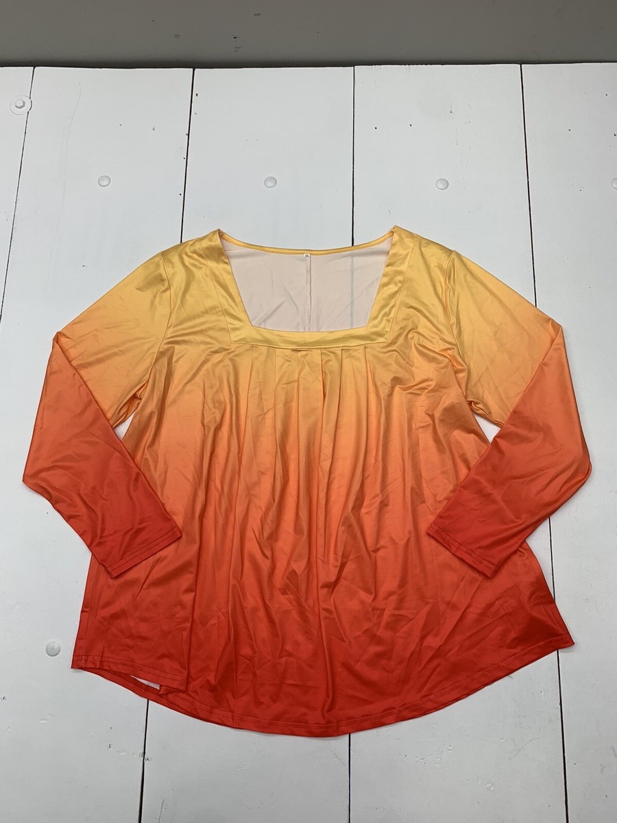 Tシャツ・カットソー +AMBLER+ Lightning bear overfit brushed hooded t-shirt oatme Womens Yellow Orange Ombré Long Sleeve Shirt Size 4XL | eBay
