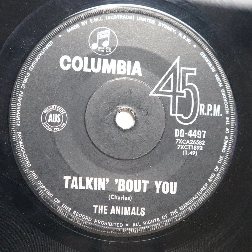 ANIMALS - THE HOUSE OF THE RISING SUN / TALKIN' BOUT YOU - AUSTRALIAN IMPORT - Image 2 of 2