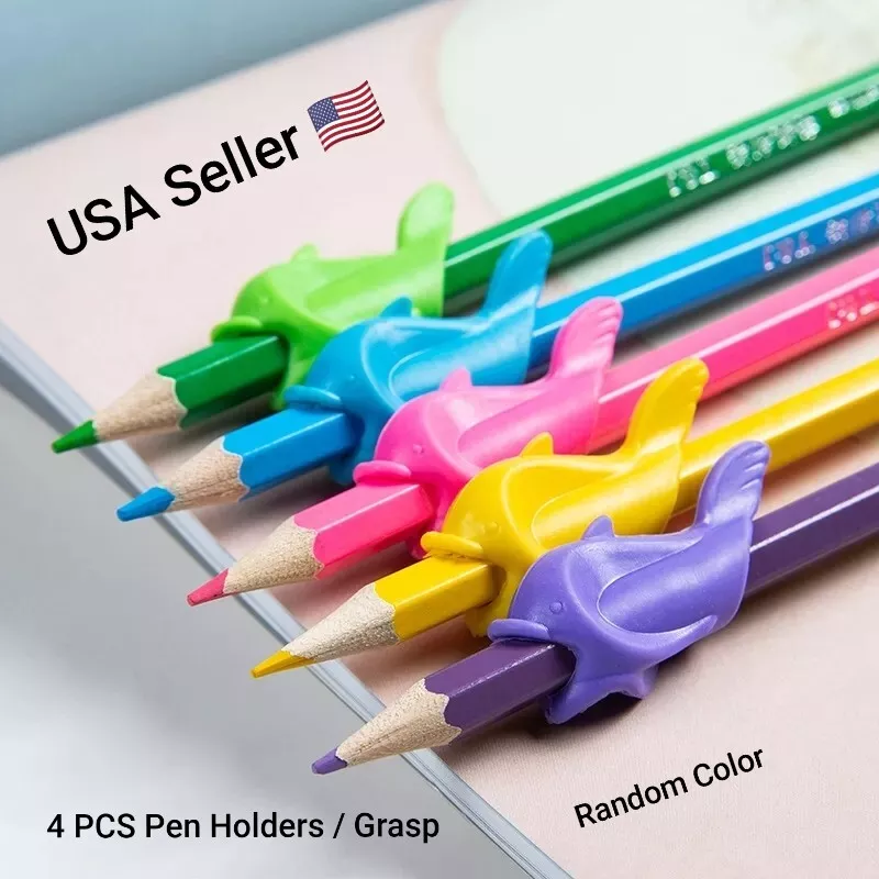 4 PCS Colorful Silicone Pen Holder Grip Student Practice Writing