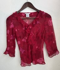 Vintage Y2K 90s 100% Silk Beaded Ruffle Fairy...