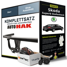 Für SKODA Superb Stufenheck I 3U4 Anhängerkupplung starr +eSatz 13pol uni 02-