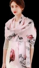 100% Silk mulberry Scarf Women neckerchief Shawl Wrap floral pink red gray HD1-9