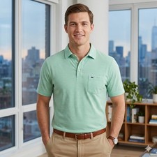 vineyard vines polo shirt mens medium striped green cotton