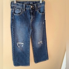 Old Navy Girls Baggy Wide Leg Blue distressed jeans size 8 NWT