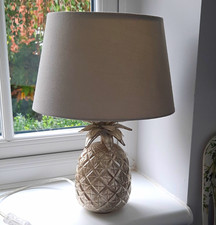 Laura Ashley Silver Pineapple Lamp 26cm Tall - Grey Drum Shade