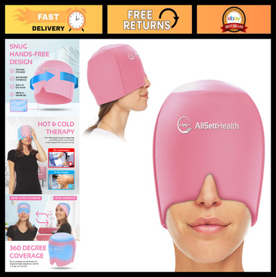 Hot/Cold Gel Migraine Relief Cap - Ice Head Wrap & Eye Mask for Headaches, Pink
