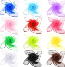 12 Pcs 50S Retro Chiffon Sheer Square Neck Head Scarf for Women Handkerchief Lig