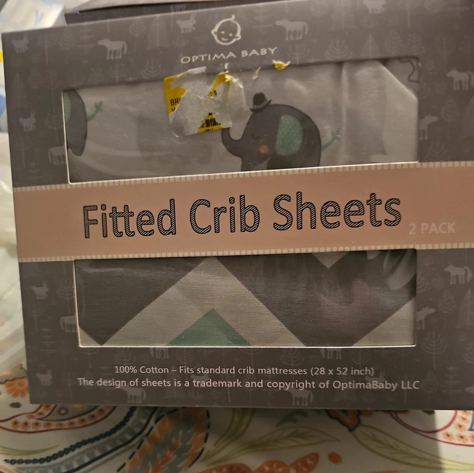 Простыни на резинке для кроватки Optima 100% хлопок подходят для стандартной кроватки (28x52 дюйма) упаковка V2 - Изображение 2 из 4