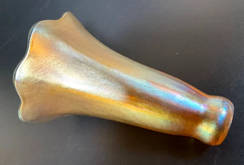 ANTIQUE TIFFANY STUDIOS FAVRILE LCT SIGNED LILY LAMP SHADE AURENE IRIDESCENT