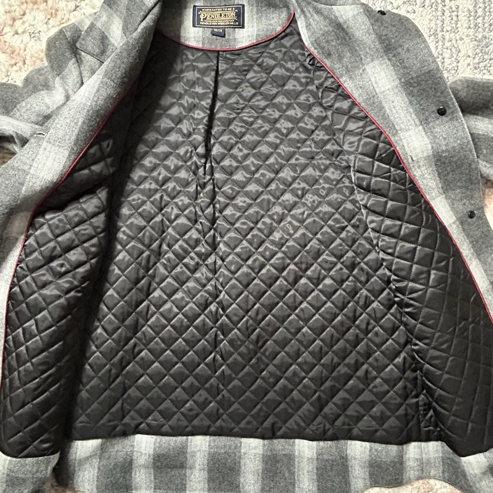 Pendleton Women's Gray Plaid Wool Button Coat Wit… - image 3