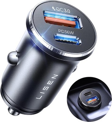 USB C Auto Ladegerät 69W Schnellladen Zigarettenanzünder Adapter Ganzmetall Mini