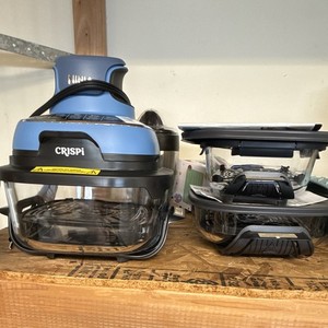 Ninja Crispi 4 Qt Glass Air Fryer 1500W Portable Blue/Black Lid Crisper Plate