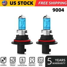 9004/HB1 Halogen Headlight Super Bright Bulbs Kit White 6000K High/Low Beam 2PCS