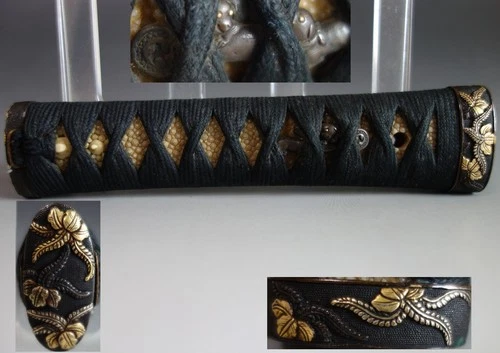 Tsuka hilt handle dog menuki kiri fuchi kashira samurai  sword fitting tsuba