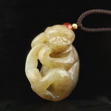 China Natural hetian Jade Hand Carved Statue zodiac monkey pendant s