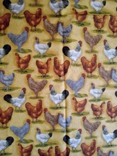 Robert Kaufman ~ "Roosters & Hens" ~ Cotton Fabric ~ 27.5"x45"