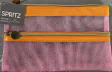 NEW Lot of 6 SPRITZ Double Pocket Zip Pouch Pink And Orange 6 in x 9 in.