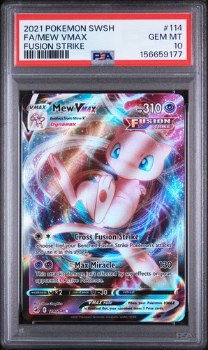 2021 POKEMON SWORD & SHIELD FUSION STRIKE #114 FULL ART/MEW VMAX PSA 10