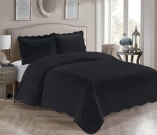 Better Home Style 3 Piece Luxury Ultrasonic Embossed Solid Quilt Coverlet Bed...